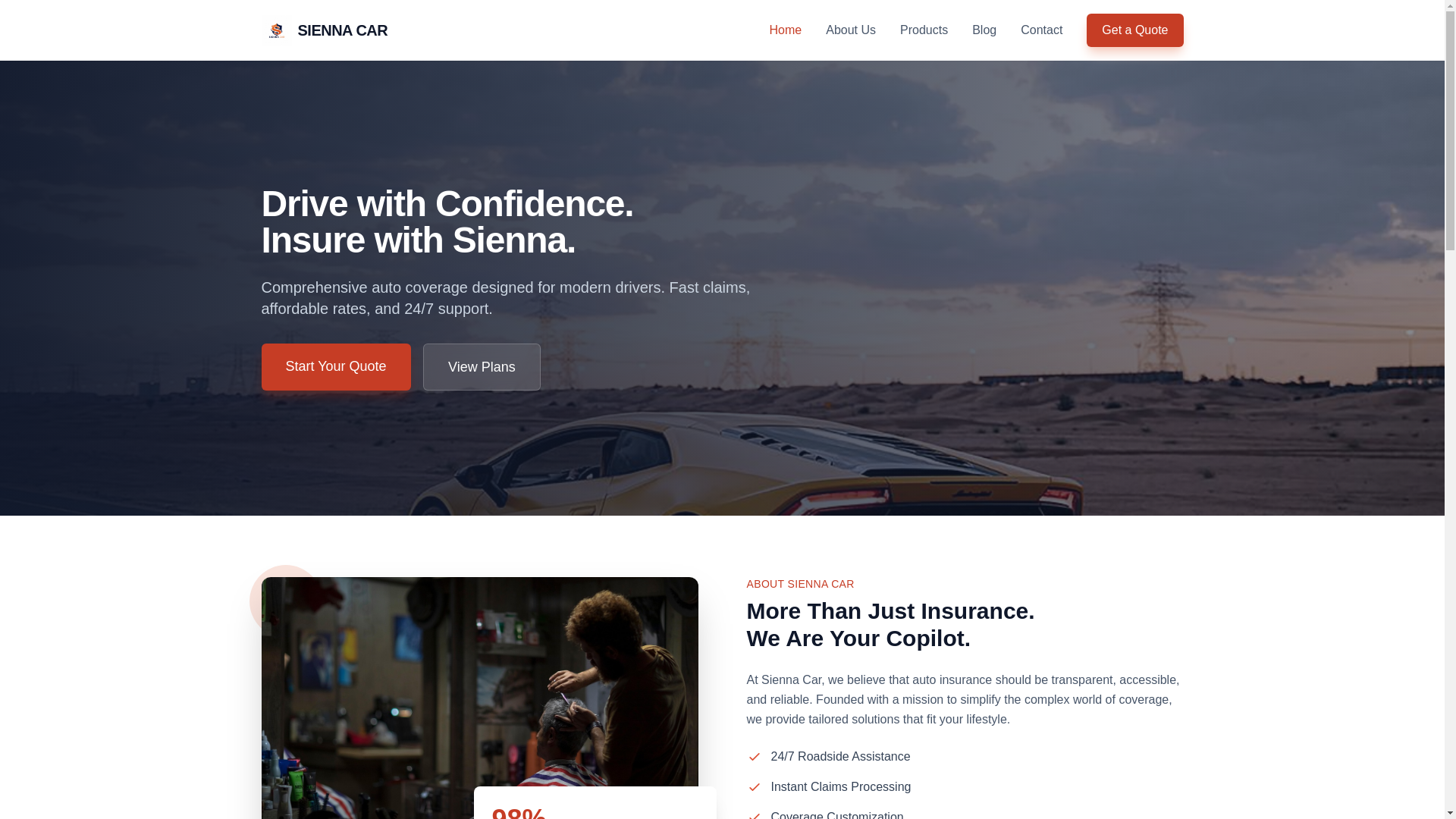 website screenshot of https://siennacar.com/