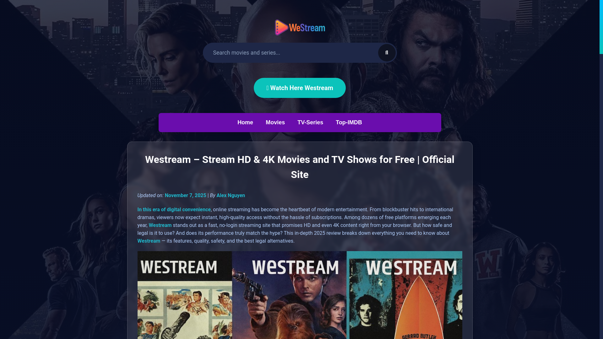website screenshot of https://westream.mom/