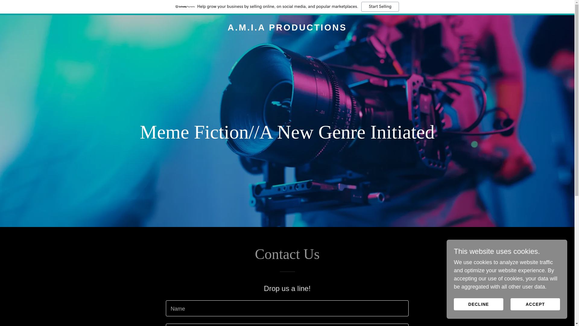 website screenshot of https://amiaproductions.com/