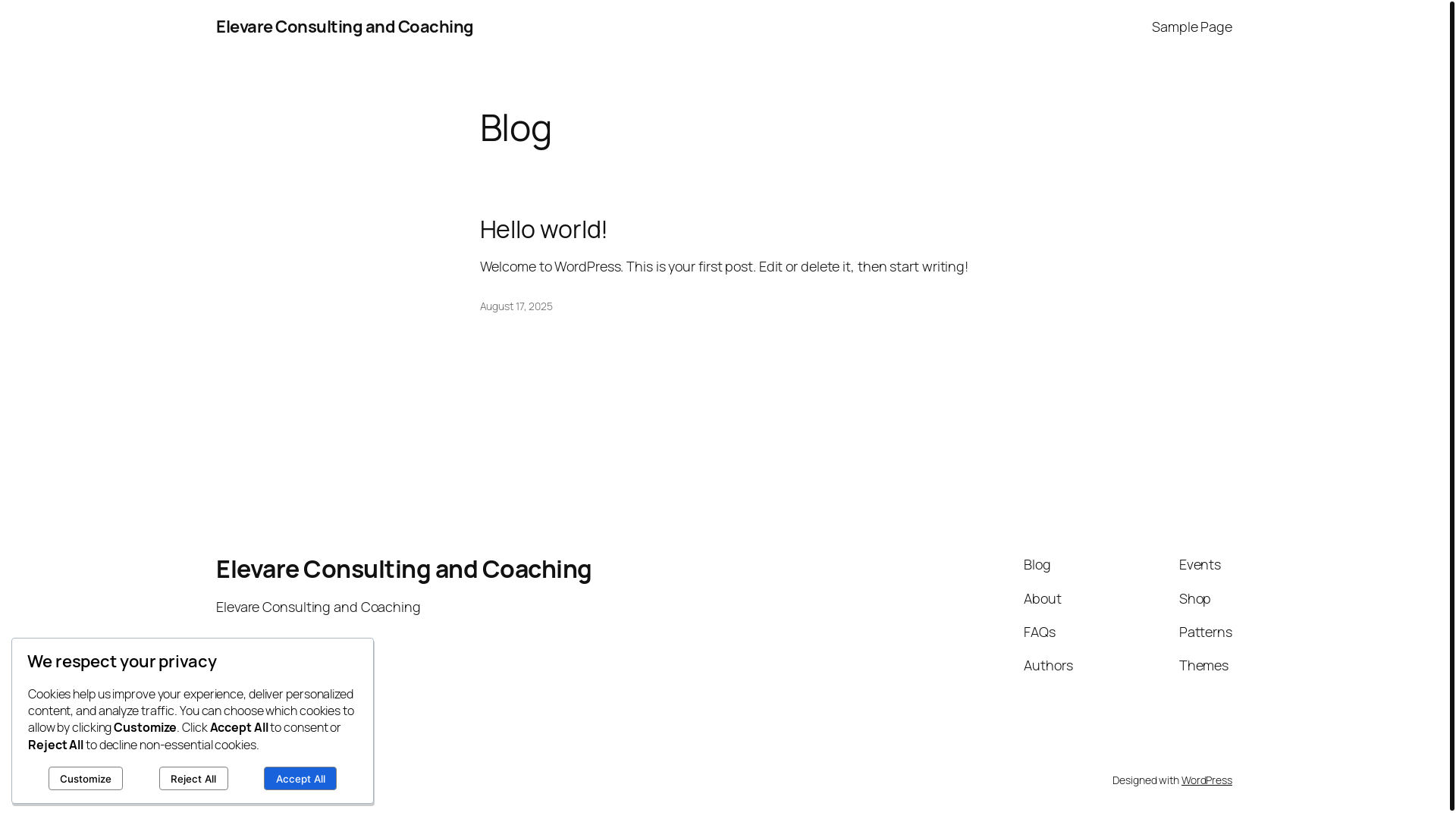 website screenshot of https://elevareconsultcoach.com/