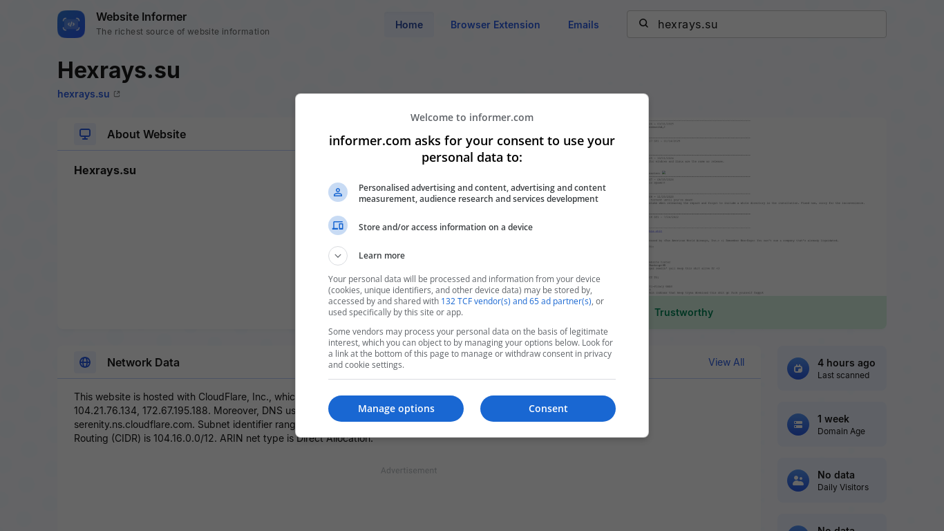 website screenshot of https://website.informer.com/hexrays.su