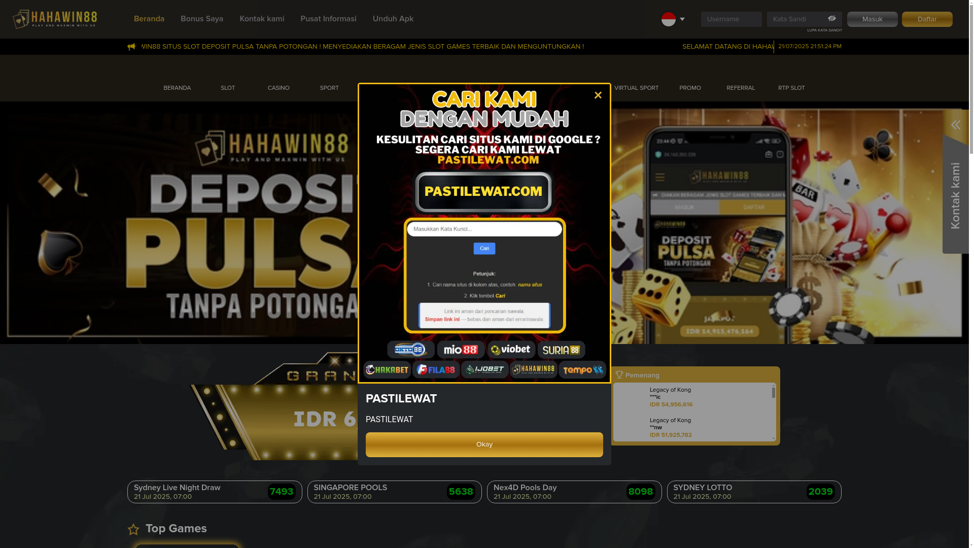 website screenshot of https://hahawin88-apps.site/