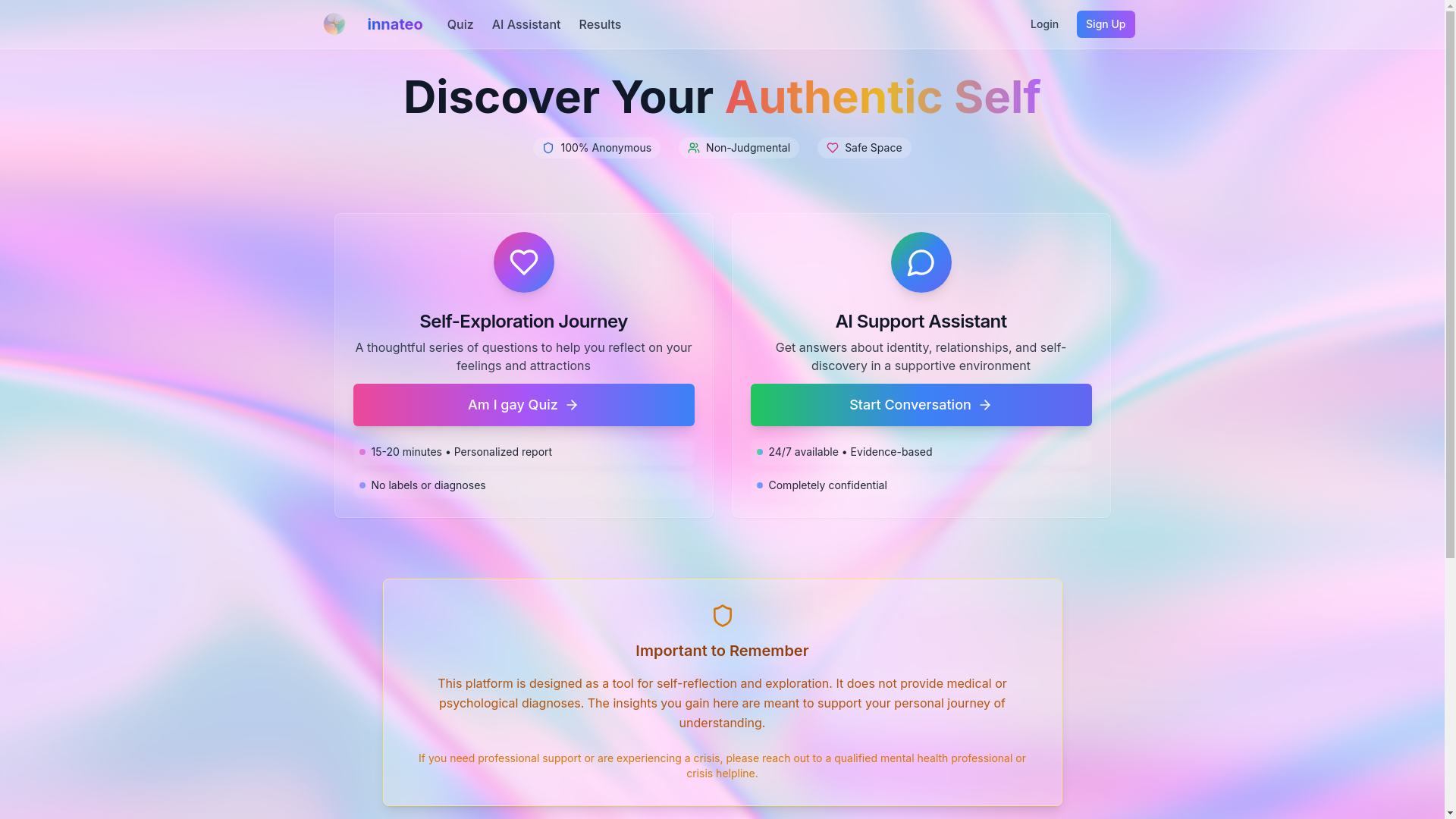 website screenshot of https://am-i-gay-new.pages.dev/