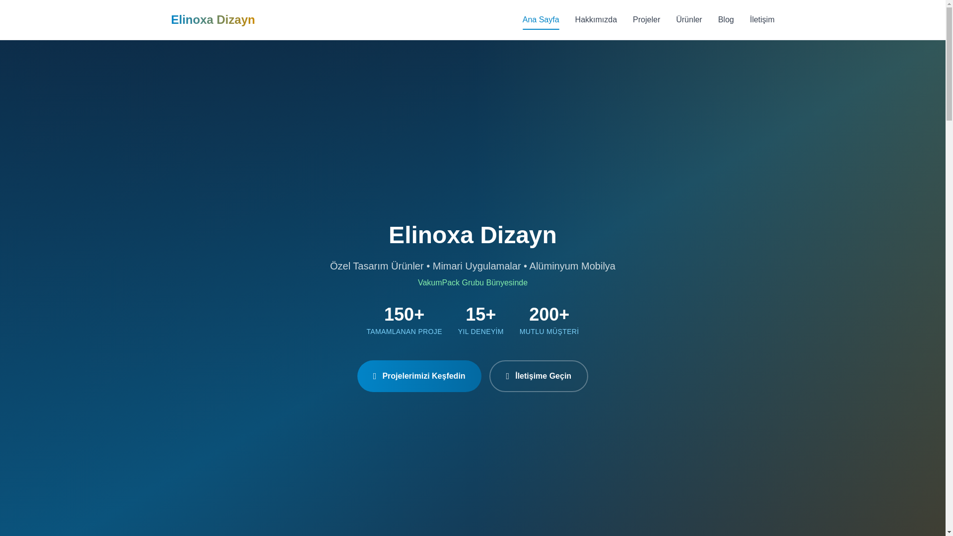 website screenshot of https://elinoxadizayn.com.tr/