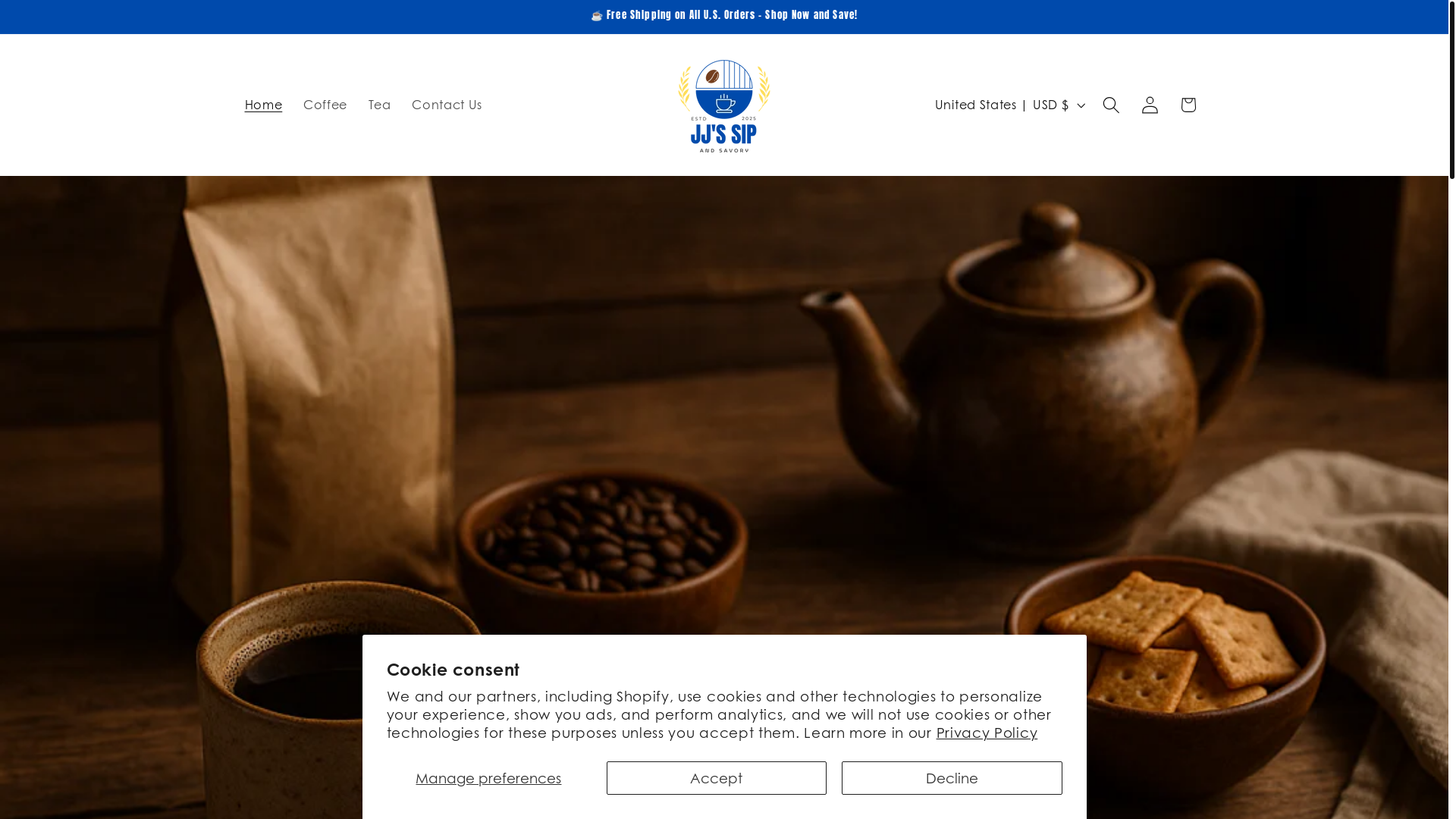 website screenshot of https://jjssipandsavory.com/