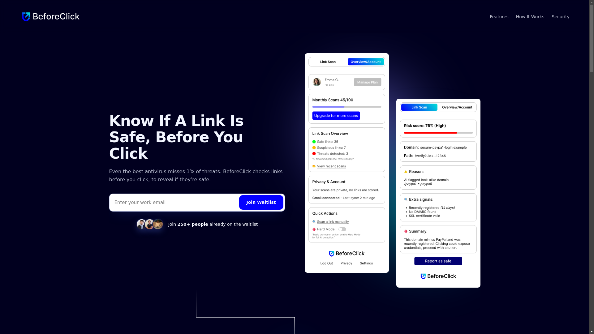 website screenshot of https://before-click.com/