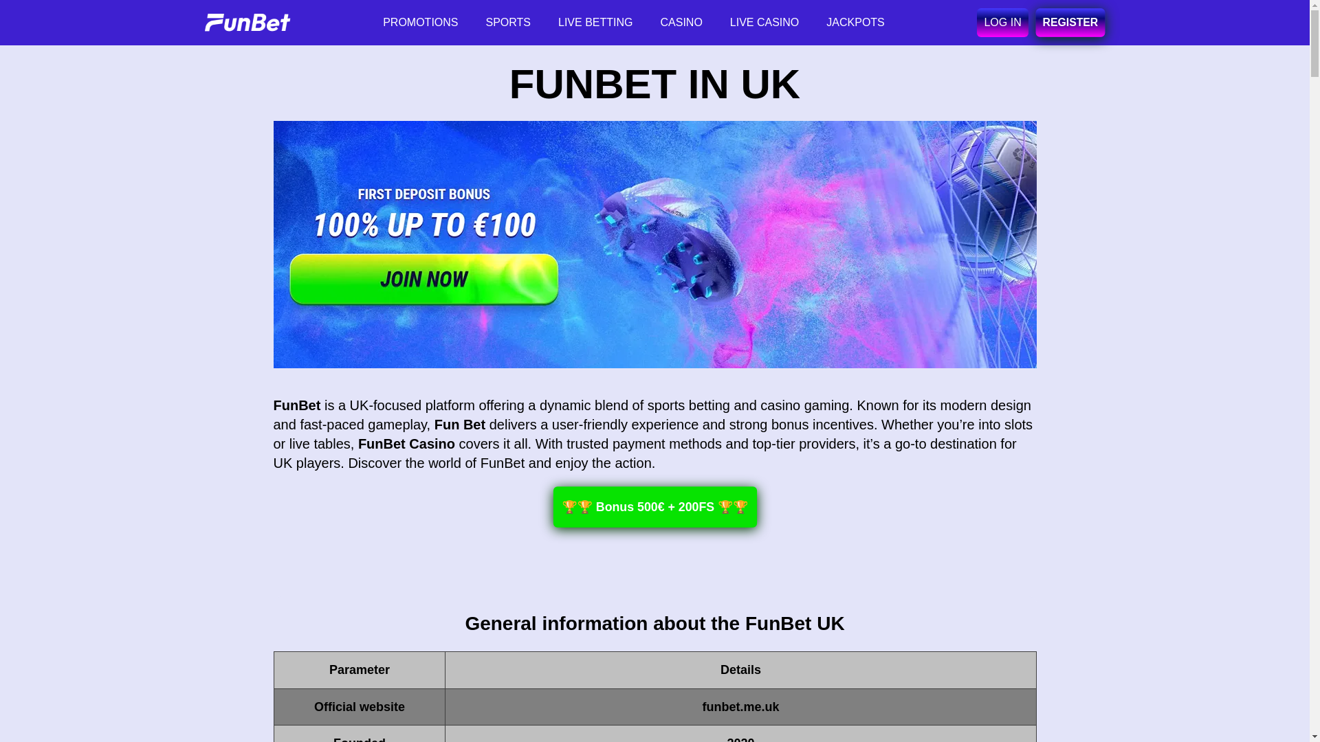 website screenshot of https://funbet.me.uk/