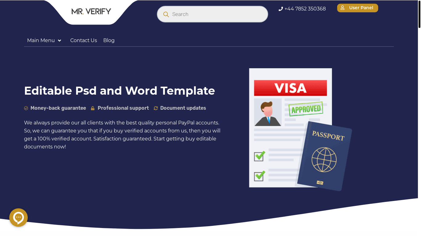 website screenshot of https://mr-verify.net/
