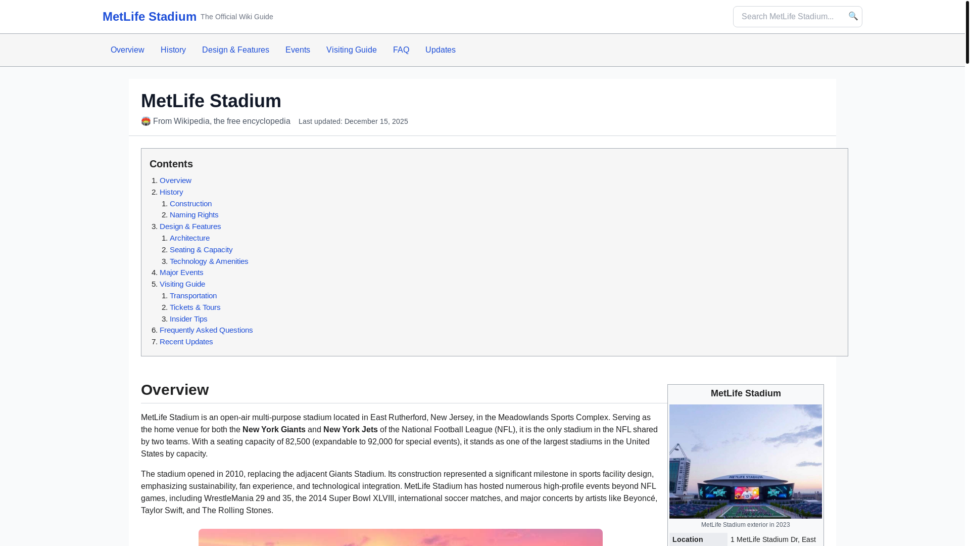 website screenshot of https://playmetlifestadium.com/