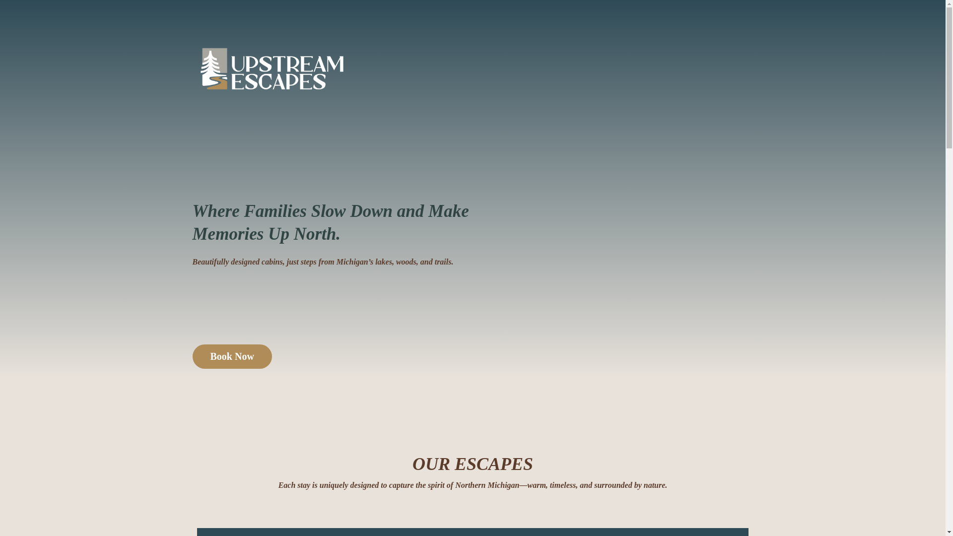 website screenshot of https://upstreamescapes.com/