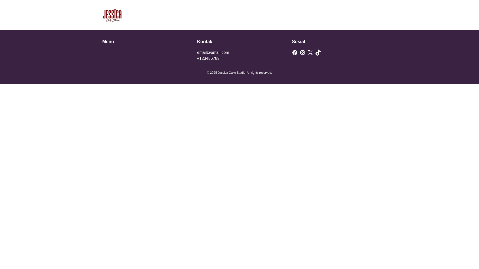website screenshot of https://jessicacakestudio.com/