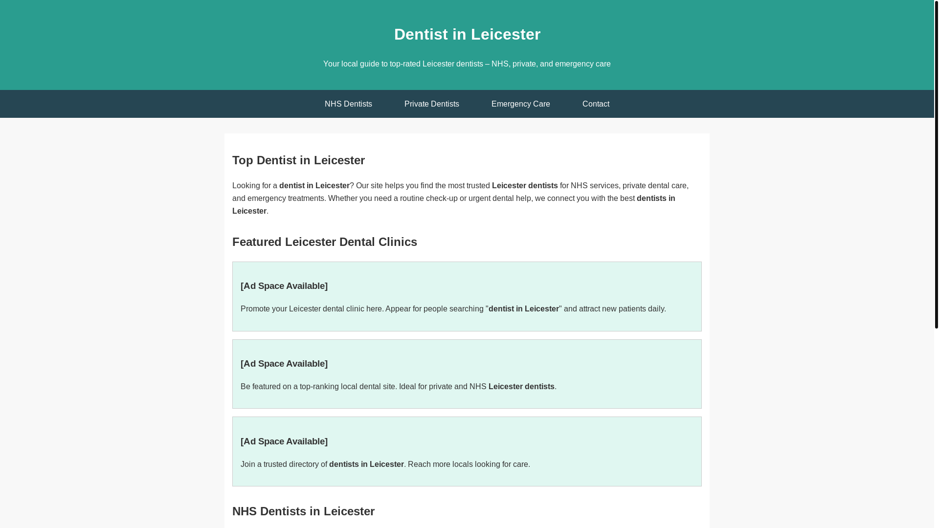 website screenshot of https://dentistinleicester.pages.dev/