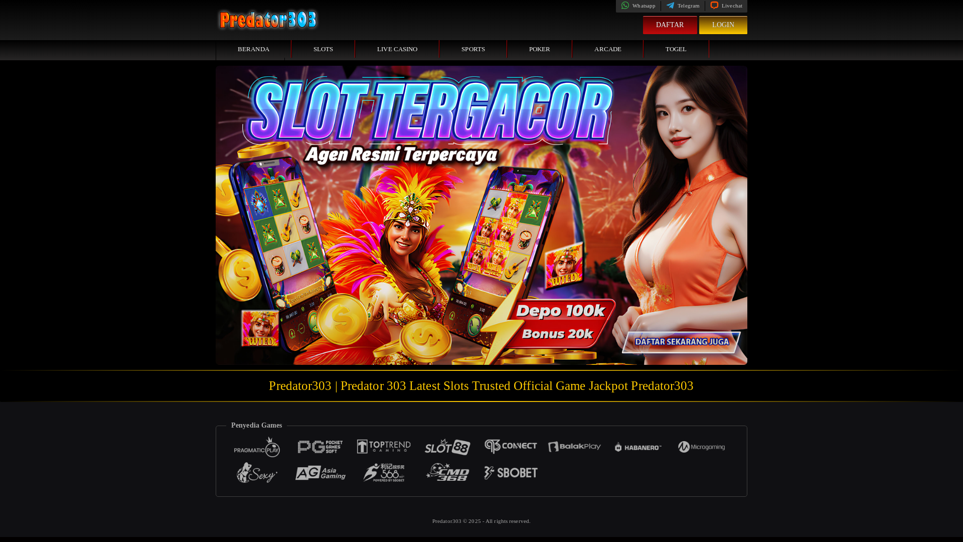website screenshot of https://predator303.org/