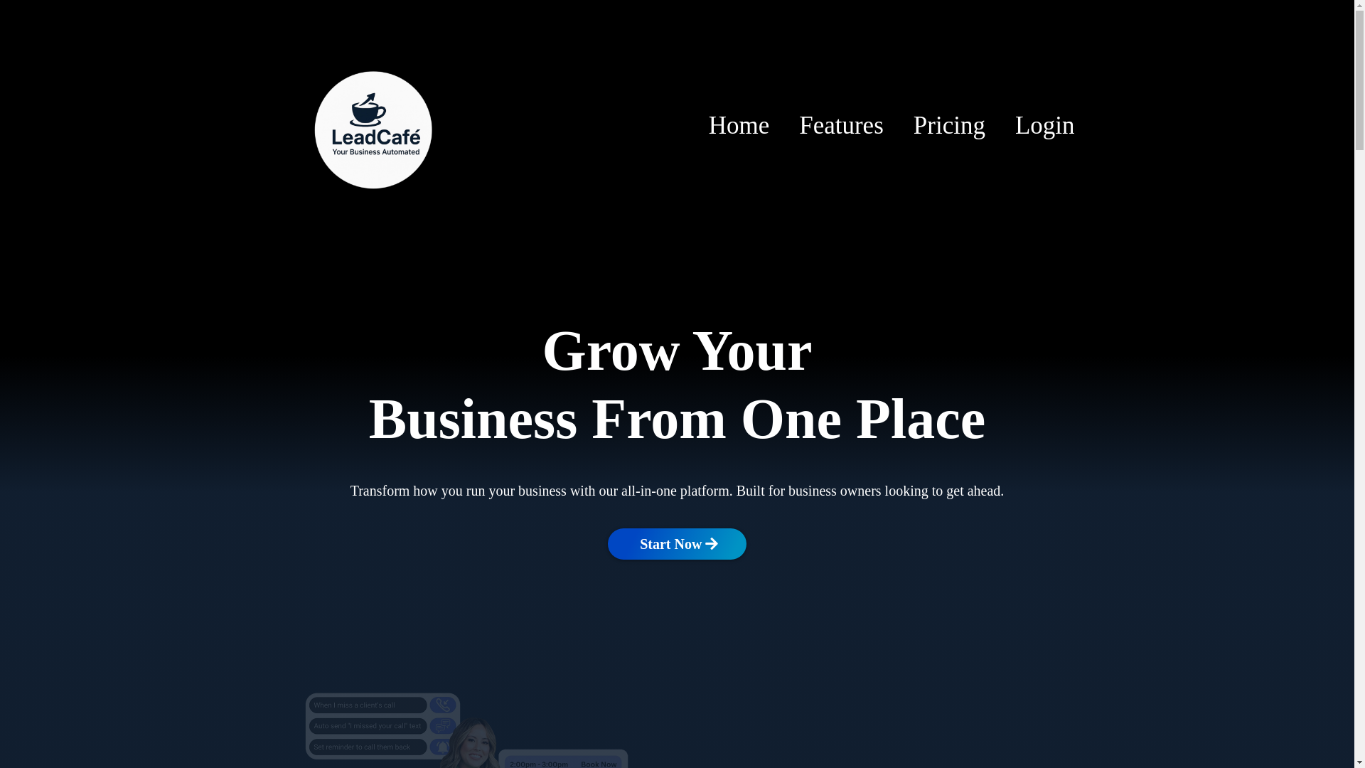 website screenshot of https://leadcafecrm.com/