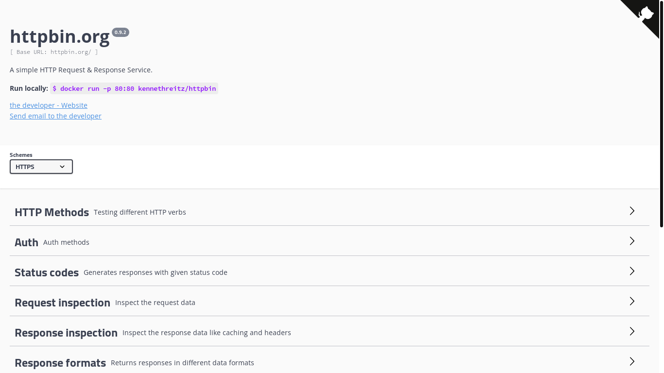 website screenshot of https://httpbin.org/
