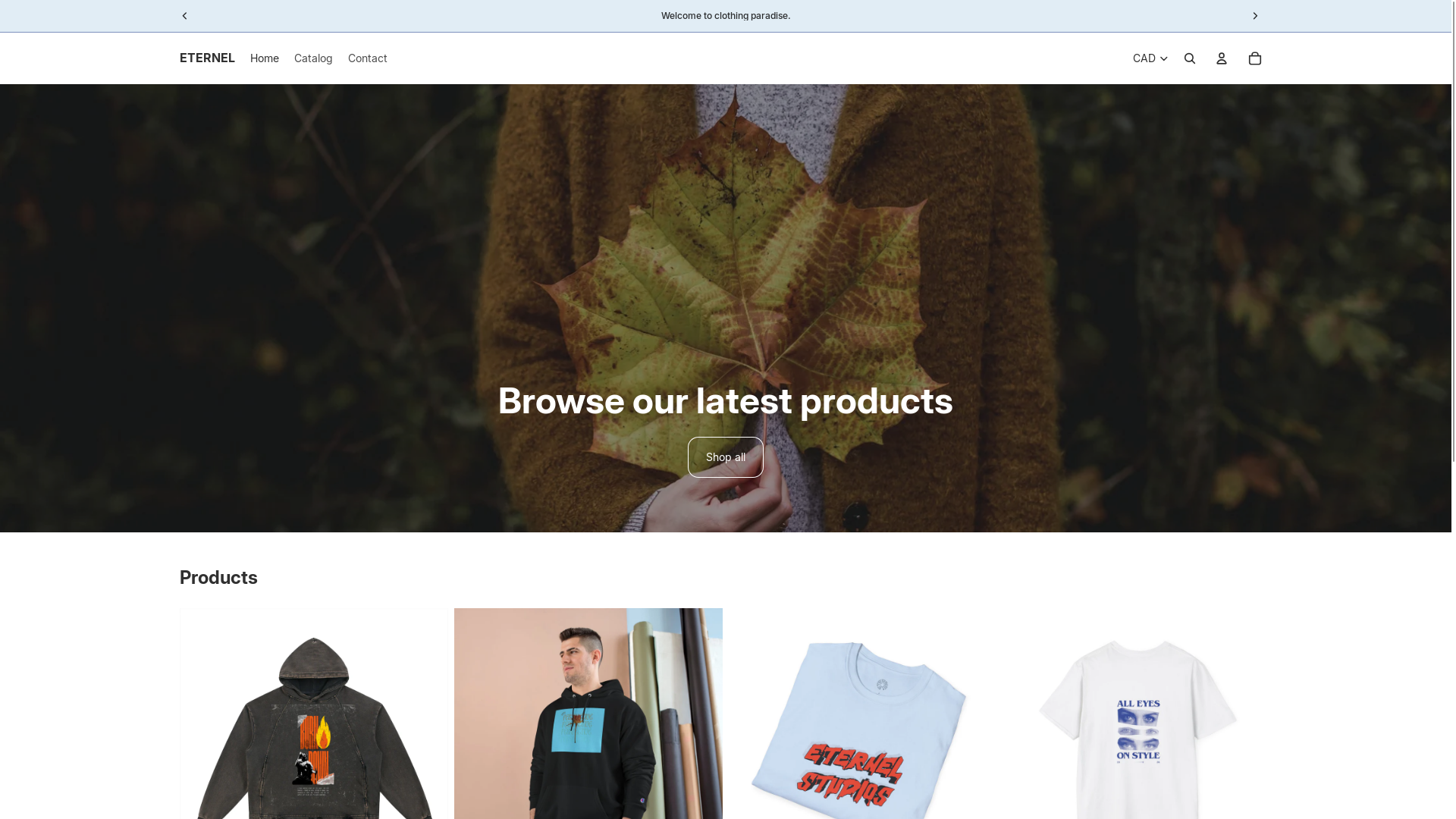website screenshot of https://eternel.com.co/
