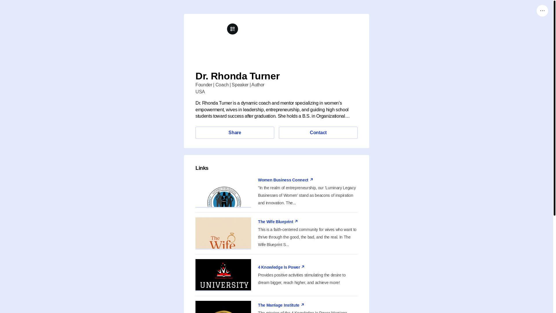website screenshot of https://drrhondaturner.link/