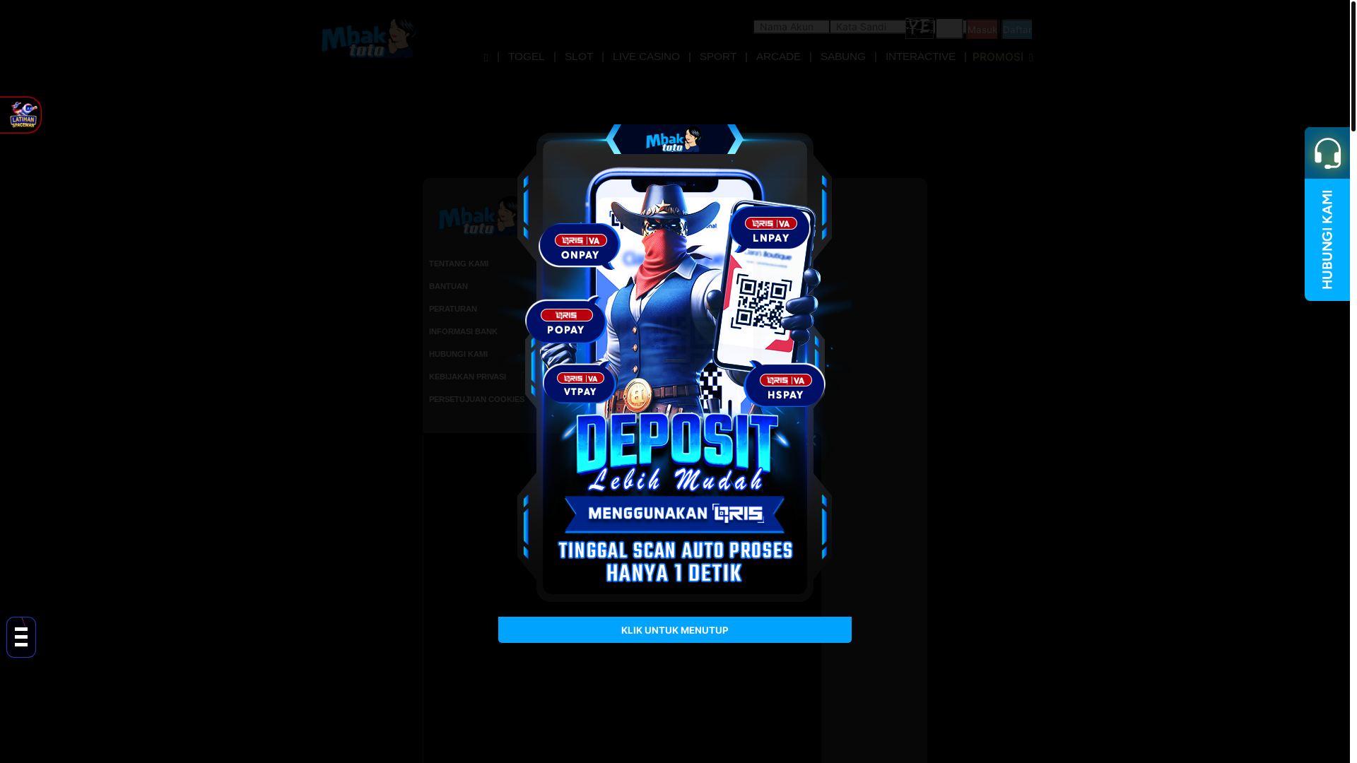 website screenshot of https://mbaktoto.work/