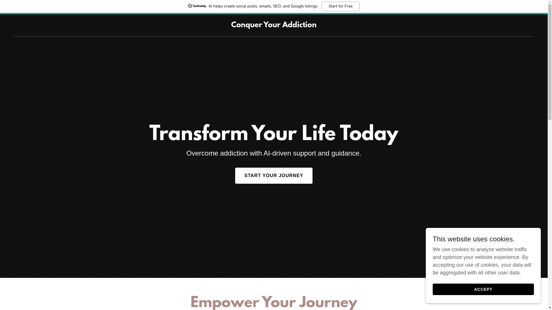 website screenshot of https://conqueryouraddiction.ai/