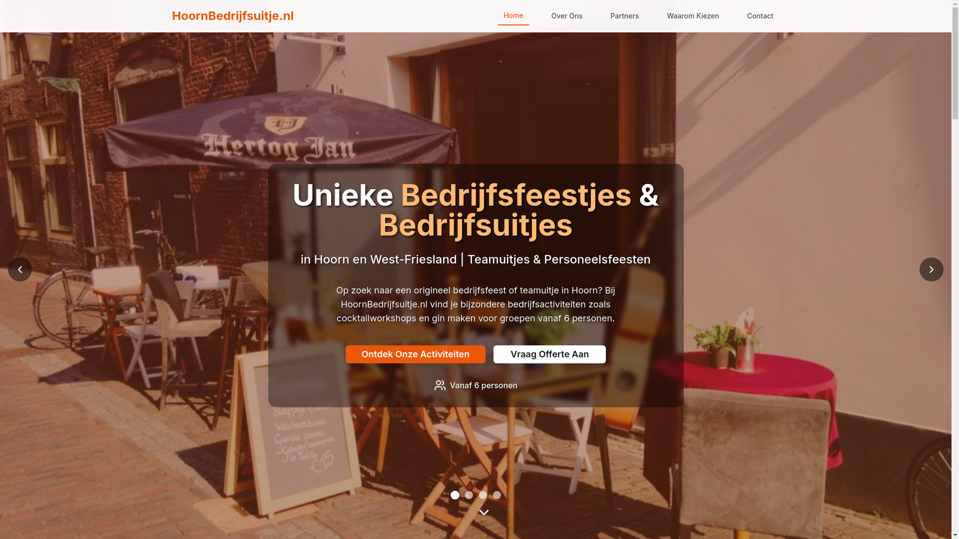 website screenshot of https://hoornbedrijfsuitje.nl/