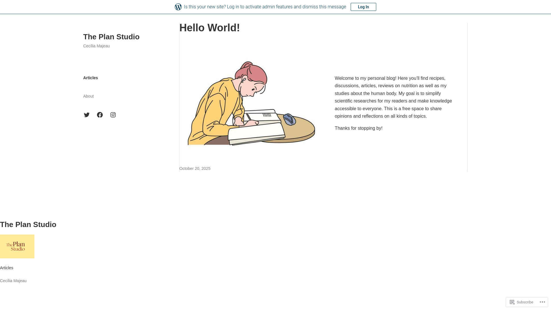 website screenshot of https://theplanstudio.blog/
