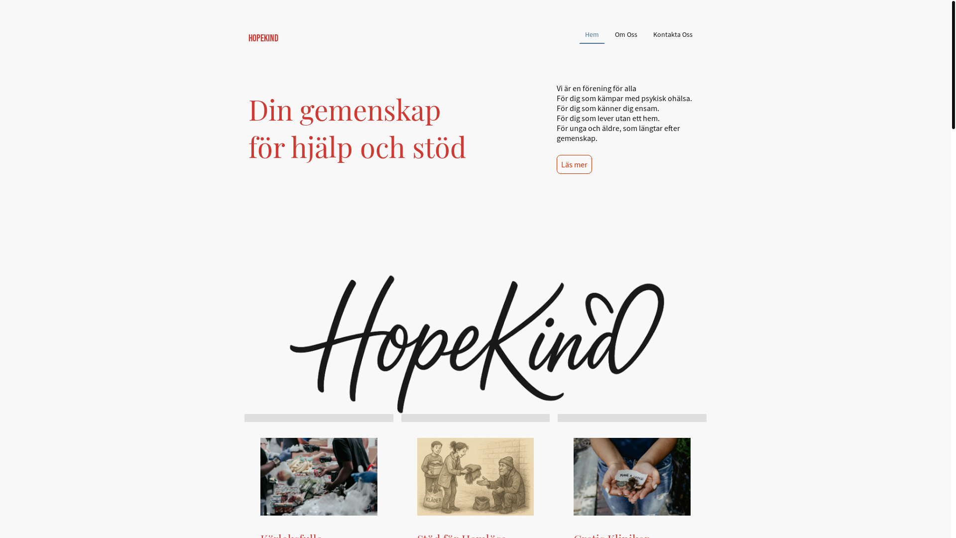 website screenshot of https://hopekind.se/