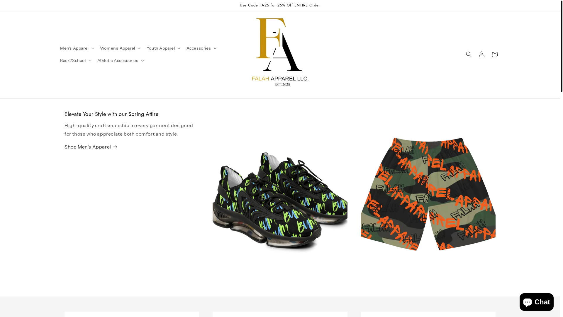 website screenshot of https://falahapparel.com/