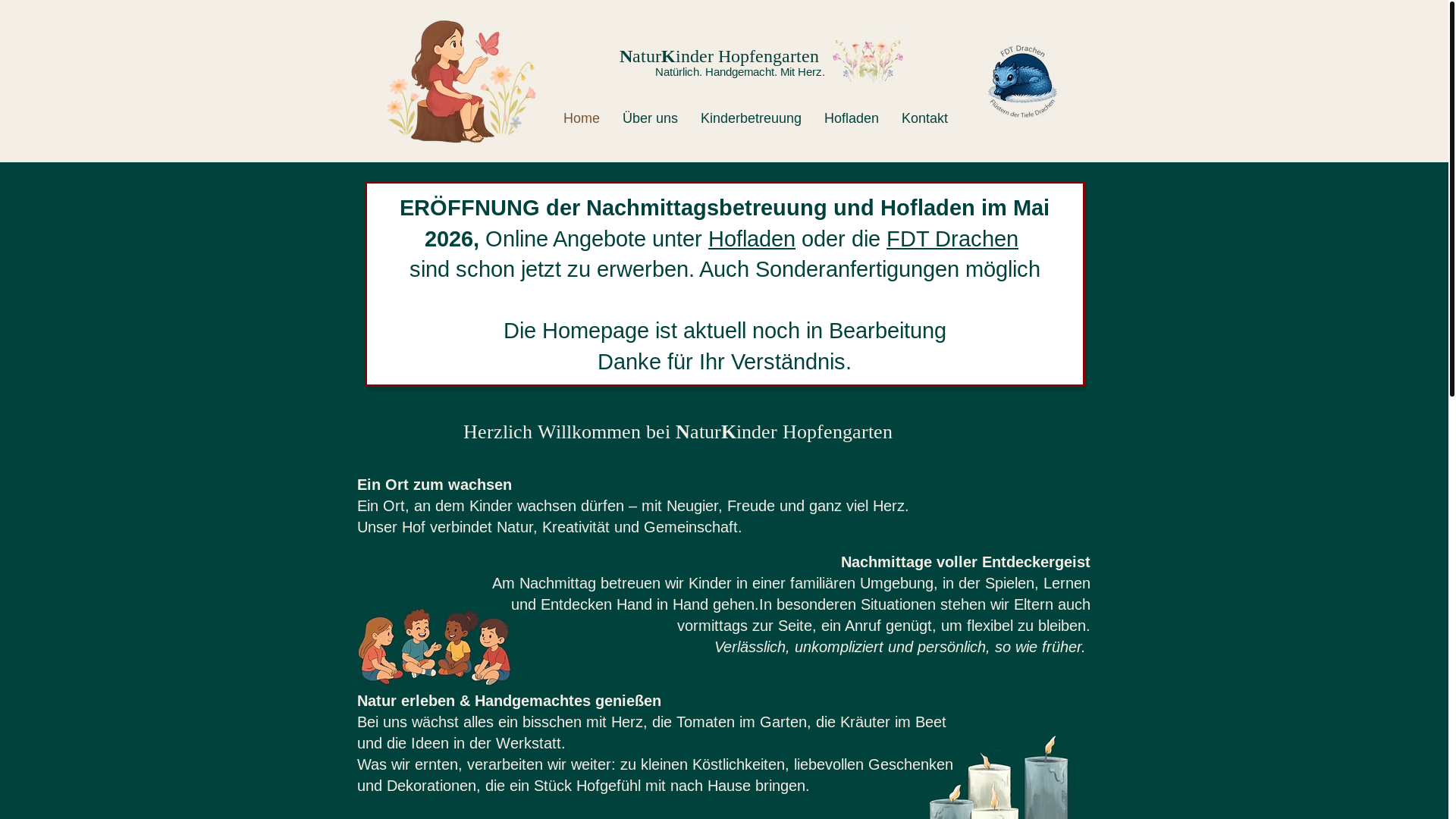 website screenshot of https://naturkinder-hopfengarten.de/
