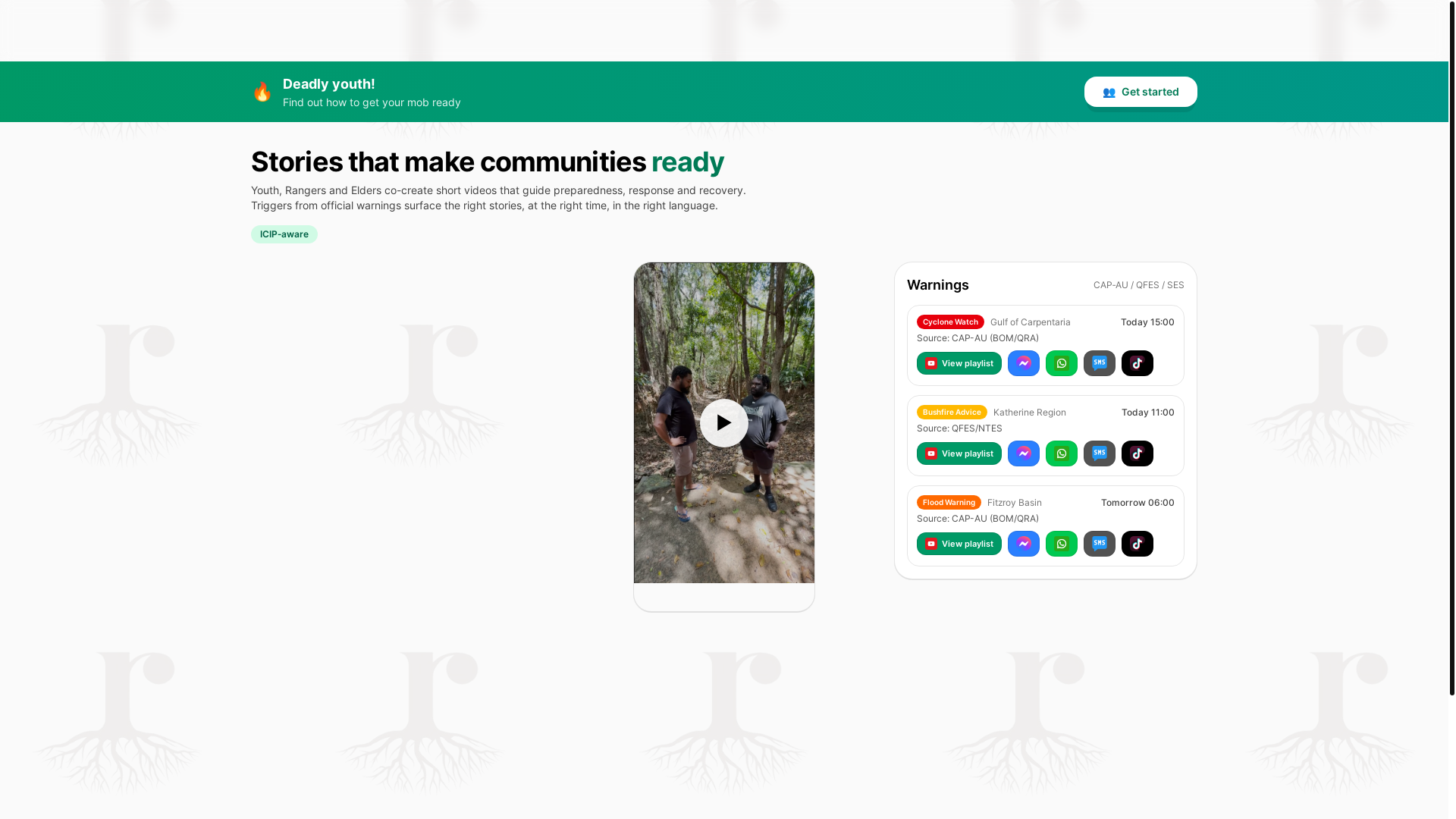 website screenshot of https://resilientroots.app/