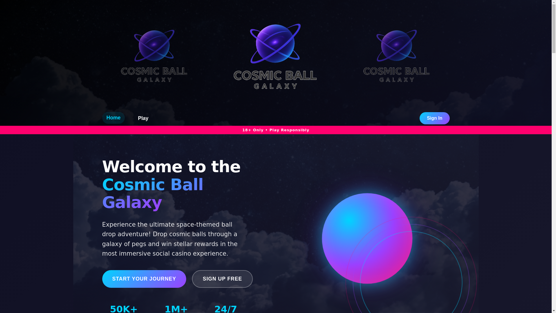 website screenshot of https://cosmicballgalaxy.com/