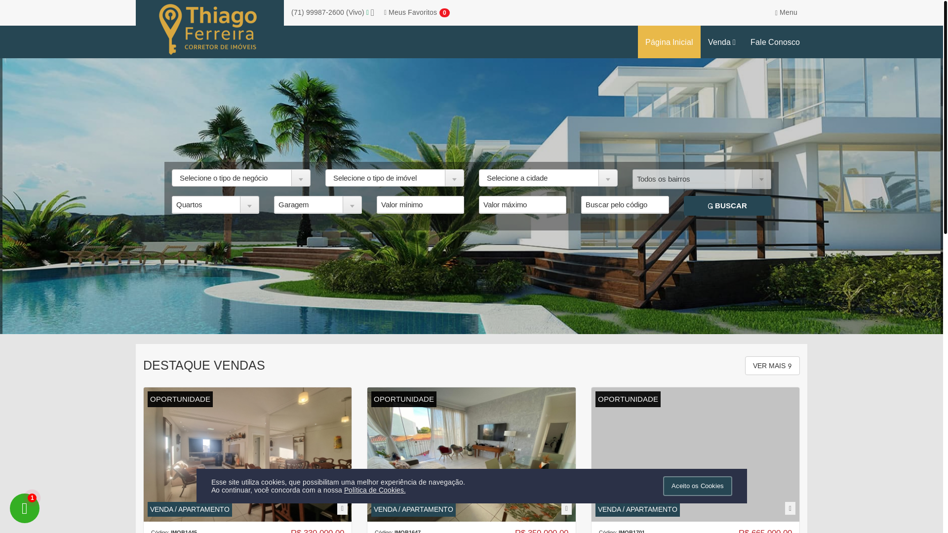website screenshot of https://thiagoferreiracorretor.com.br/