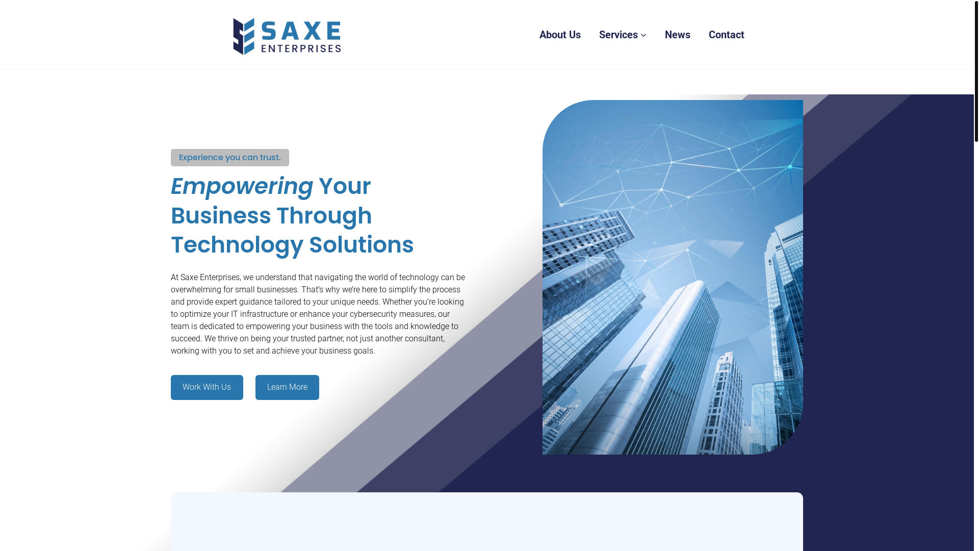 website screenshot of https://saxeenterprises.com/