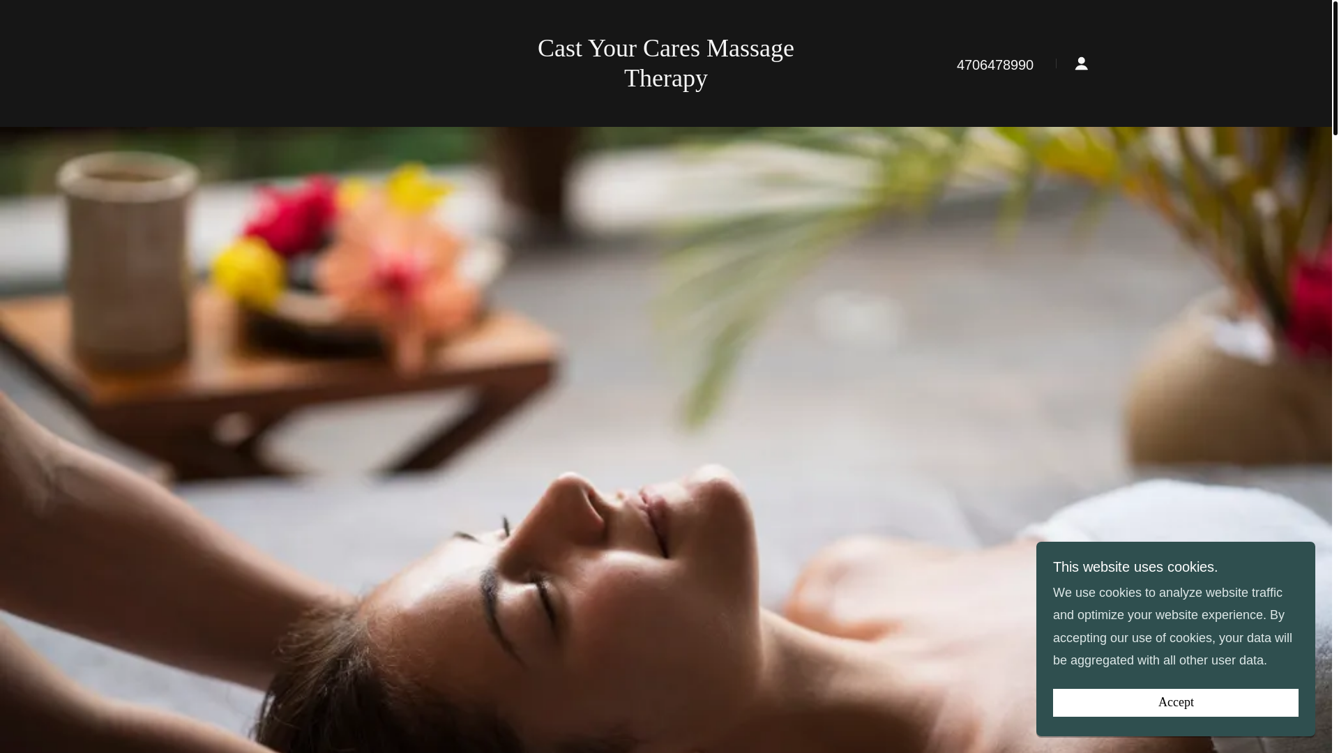 website screenshot of https://castyourcaresmassage.com/
