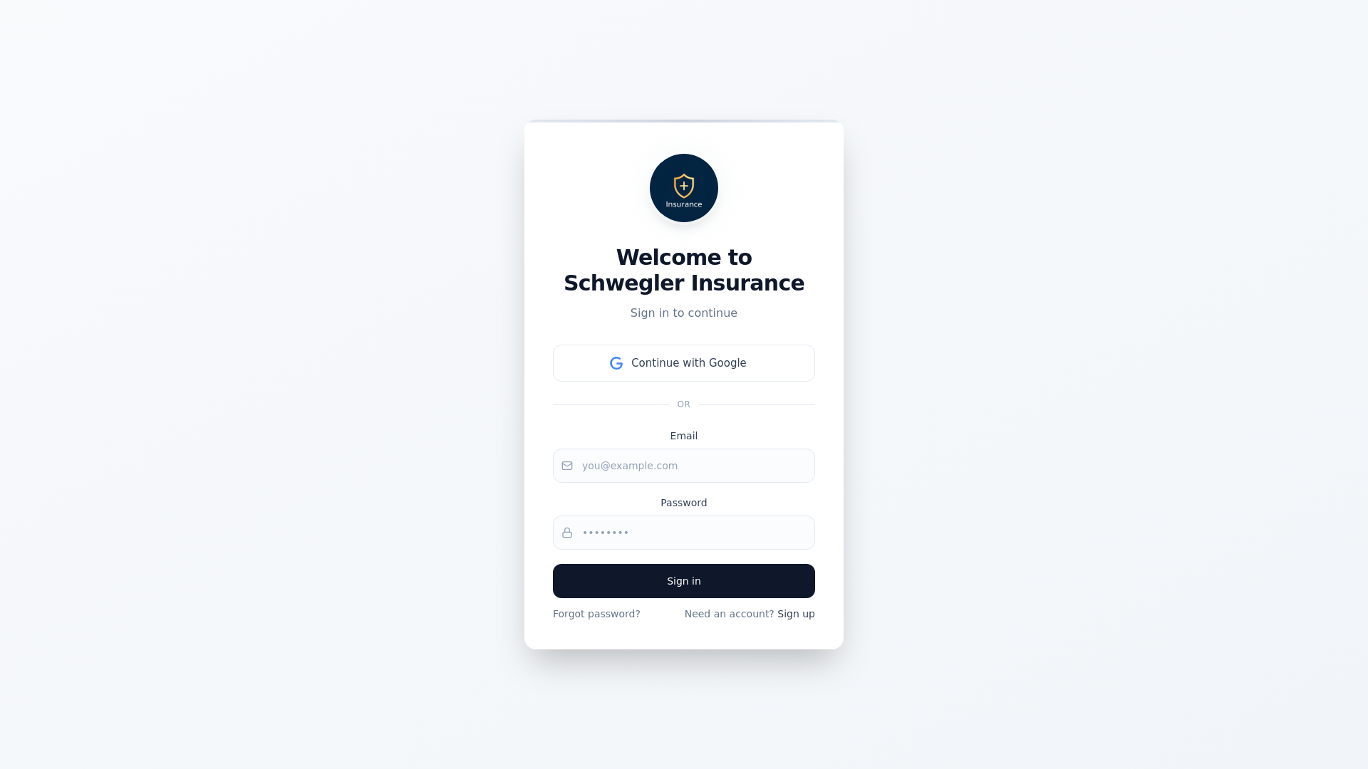 website screenshot of https://schweglerins.com/