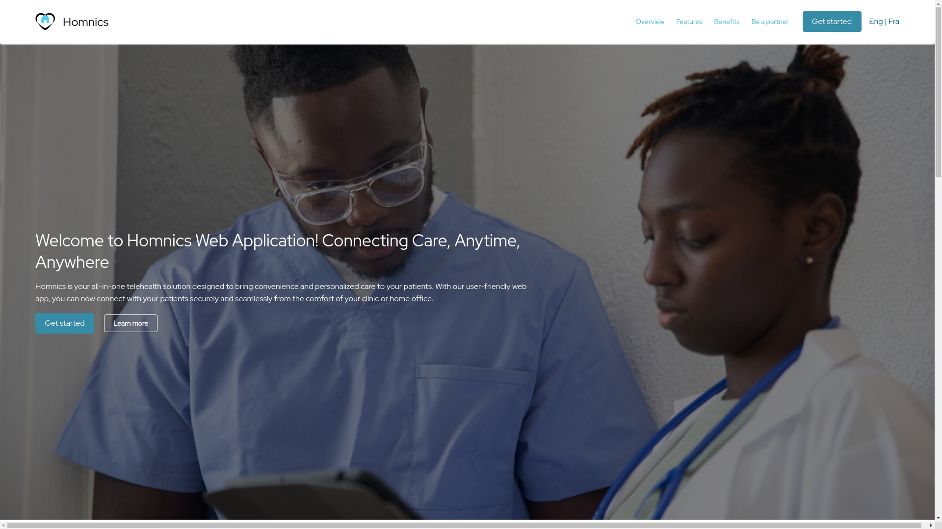 website screenshot of https://homnics-webapp-anpa-qa.pages.dev/