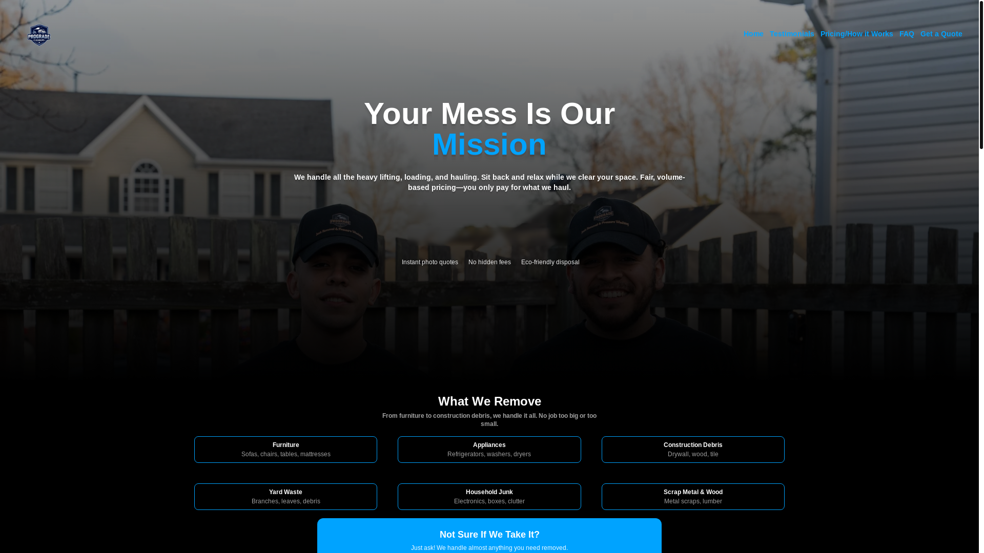 website screenshot of https://progradecleanups.com/