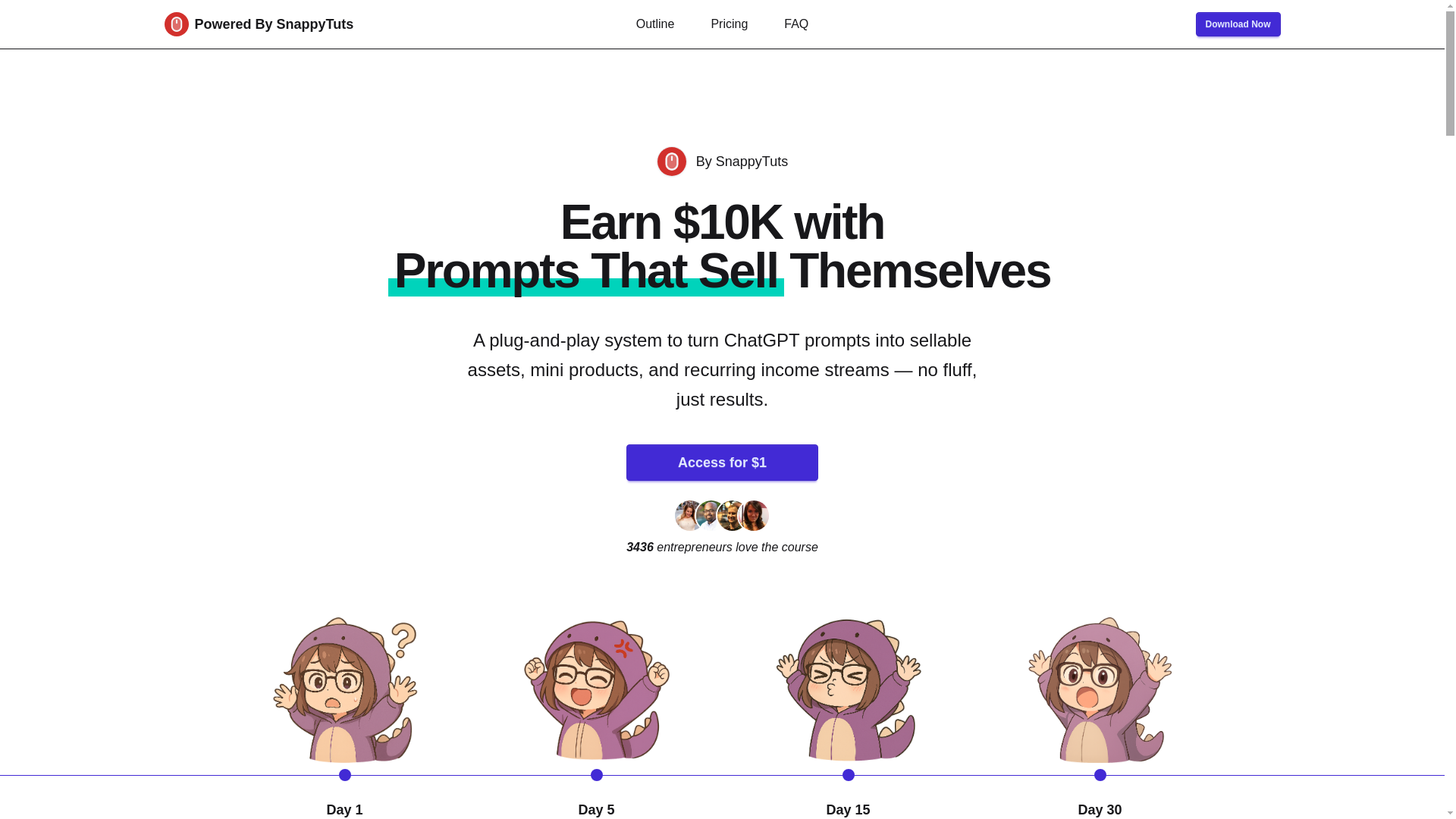 website screenshot of https://snappytuts-10k-prompt-engineer-ai-prompts-that-sell-themse.pages.dev/