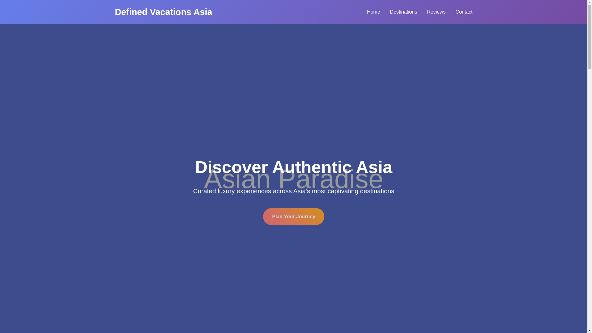 website screenshot of https://definedvacations.asia/