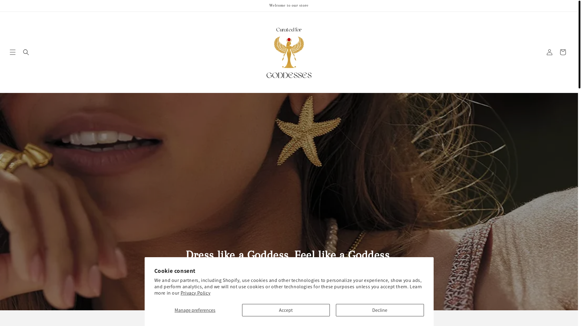 website screenshot of https://curatedforgoddesses.com/