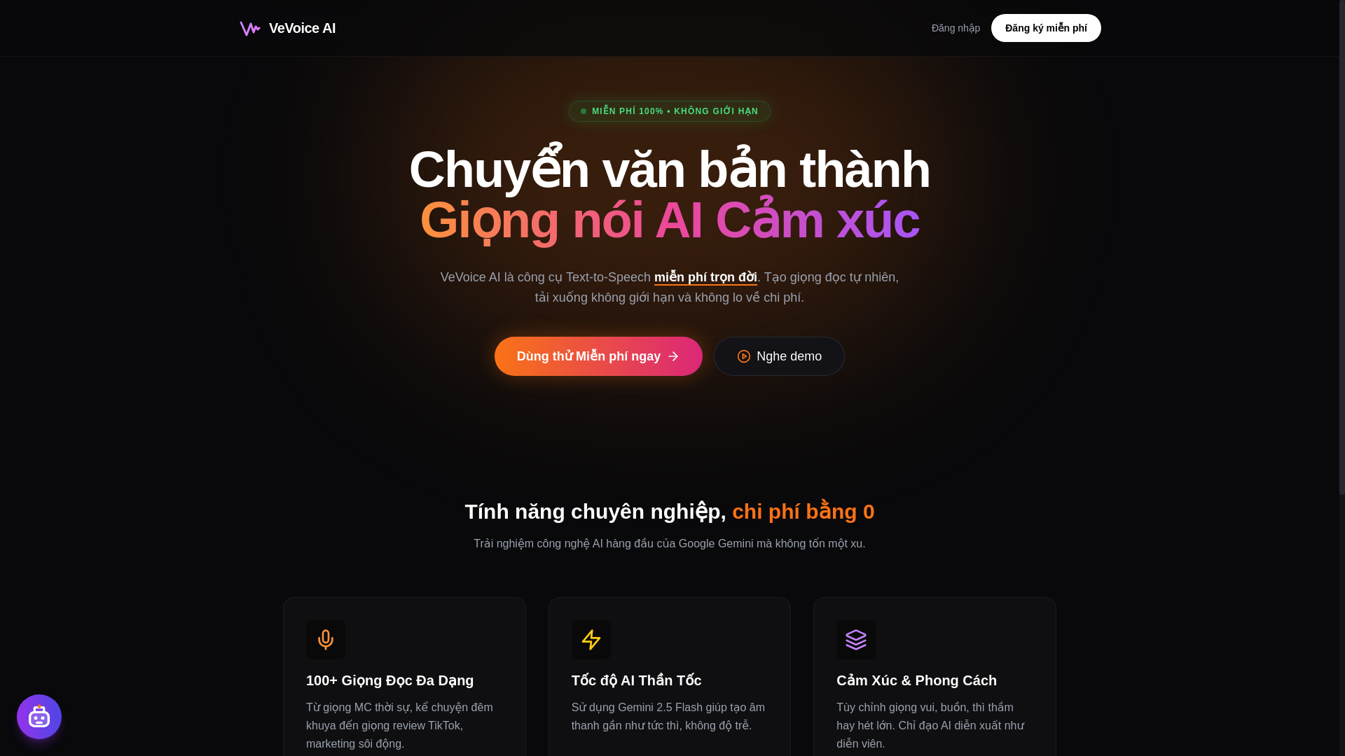 website screenshot of https://vevoice.io/