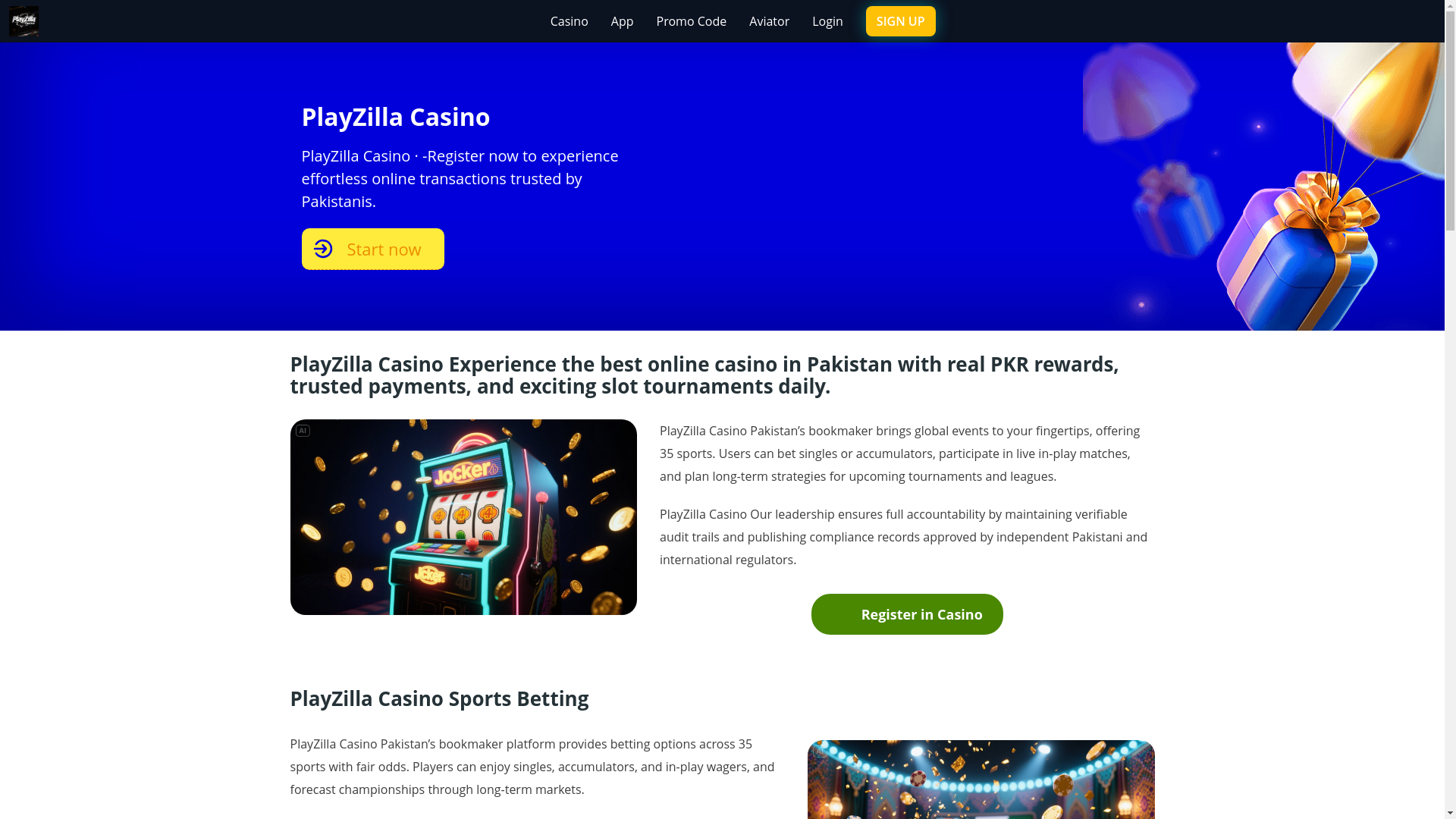 website screenshot of https://playzillacasinon.com/