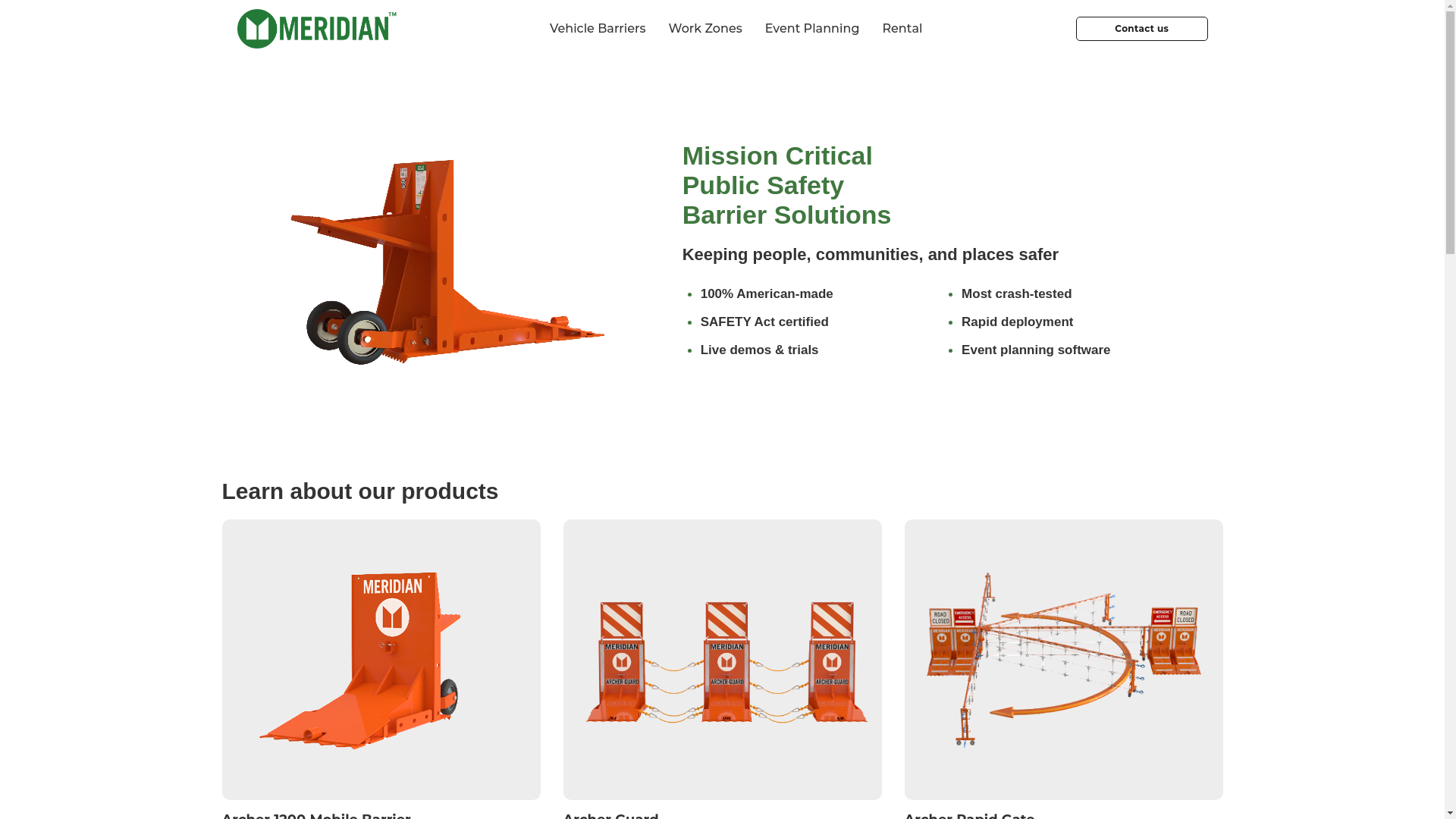 website screenshot of https://meridian-barrier.ca/