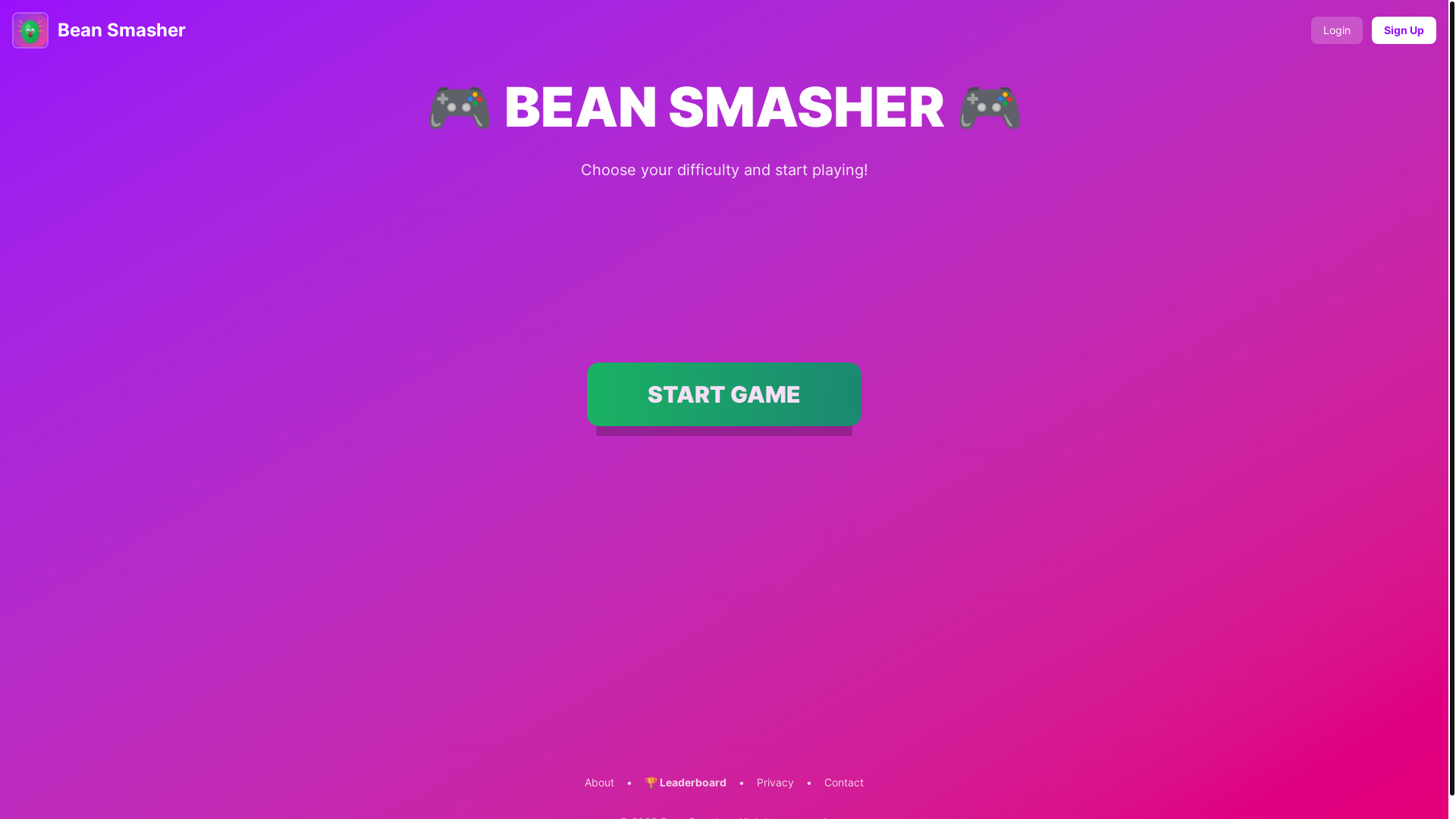 website screenshot of https://bean-smasher.online/