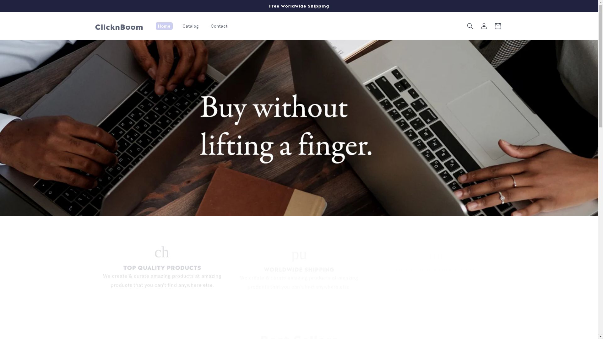 website screenshot of https://clicknboom.store/