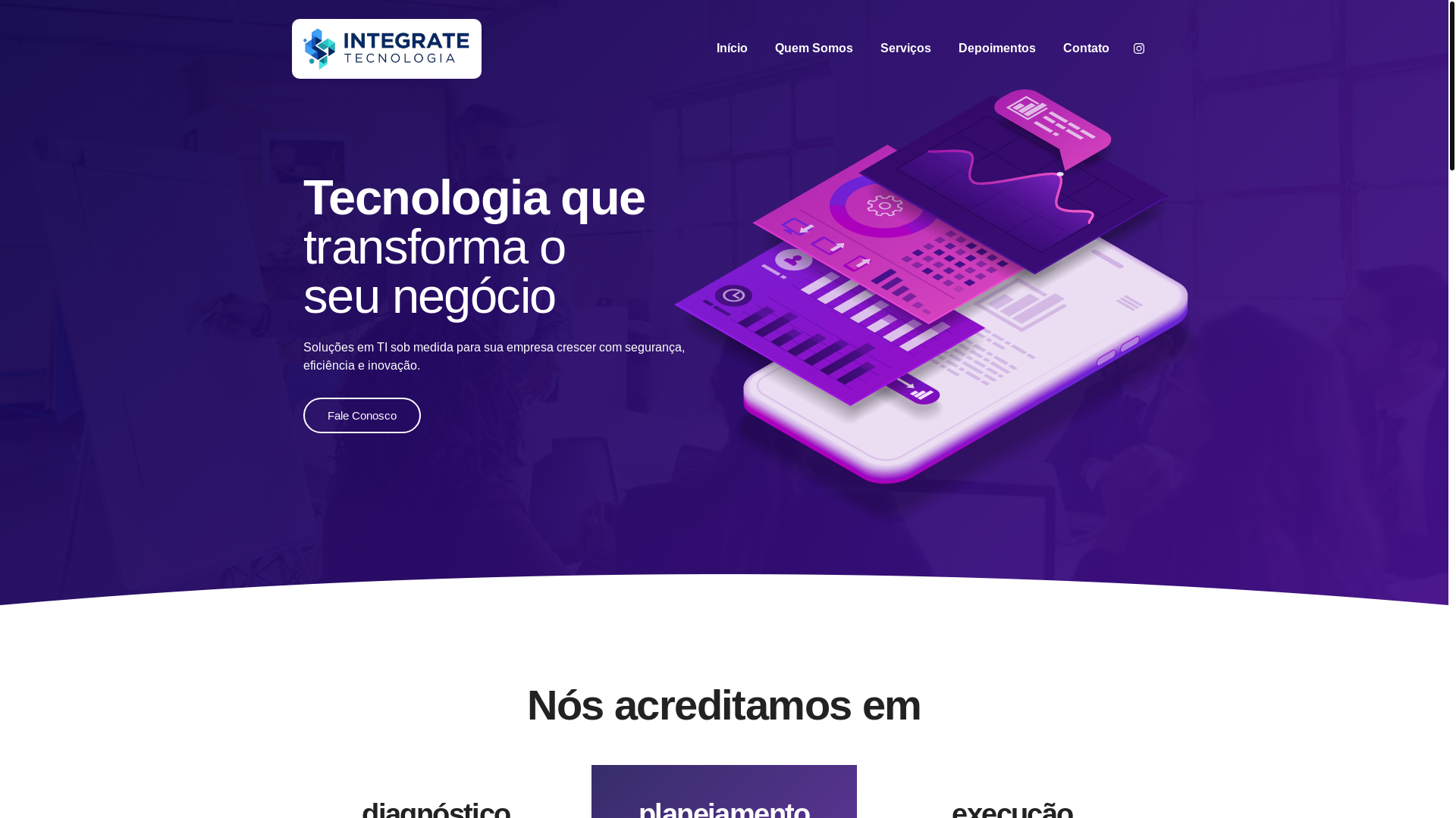 website screenshot of https://integratetecnologia.com/