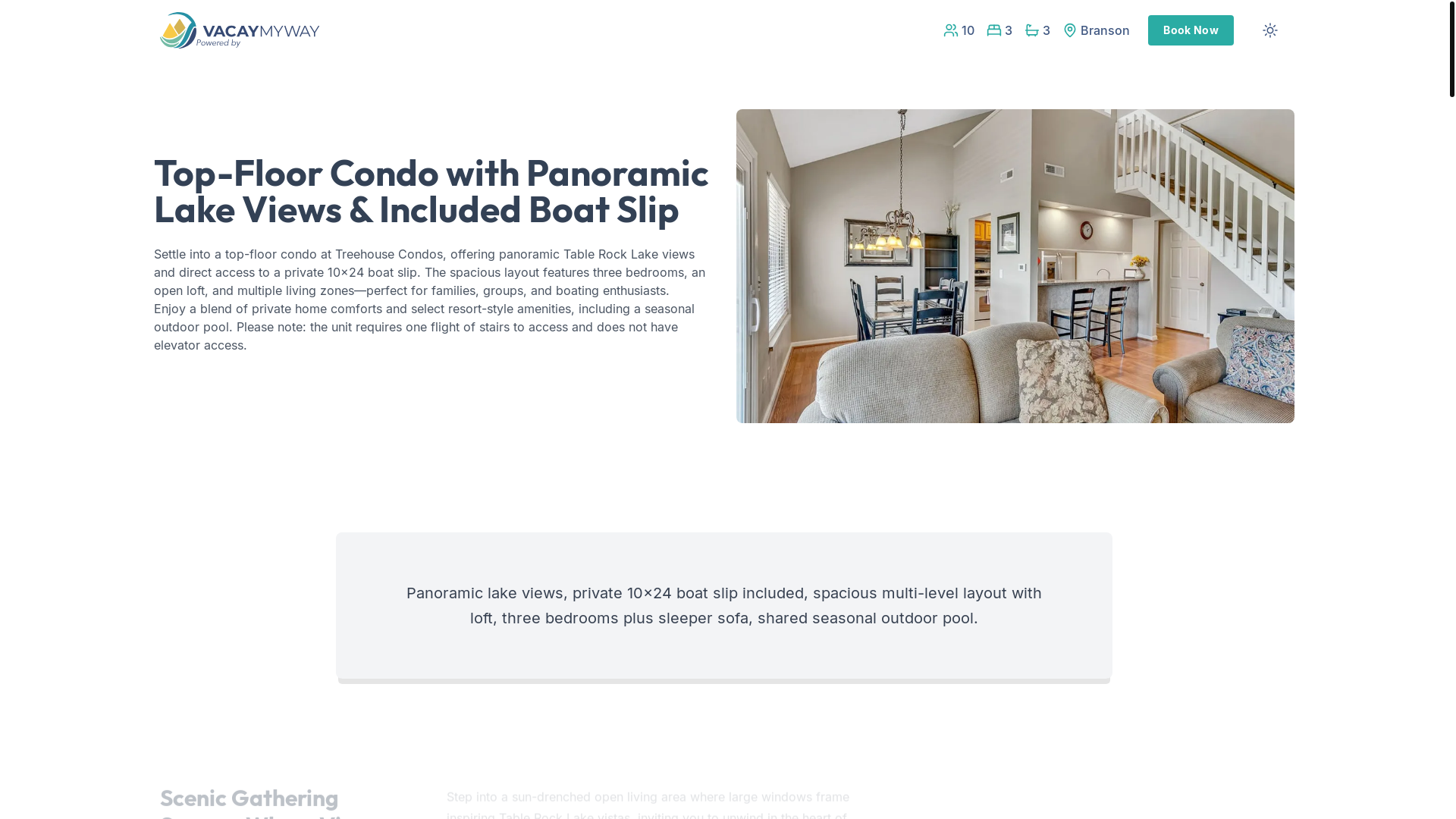 website screenshot of https://calmrocklake.vacations/