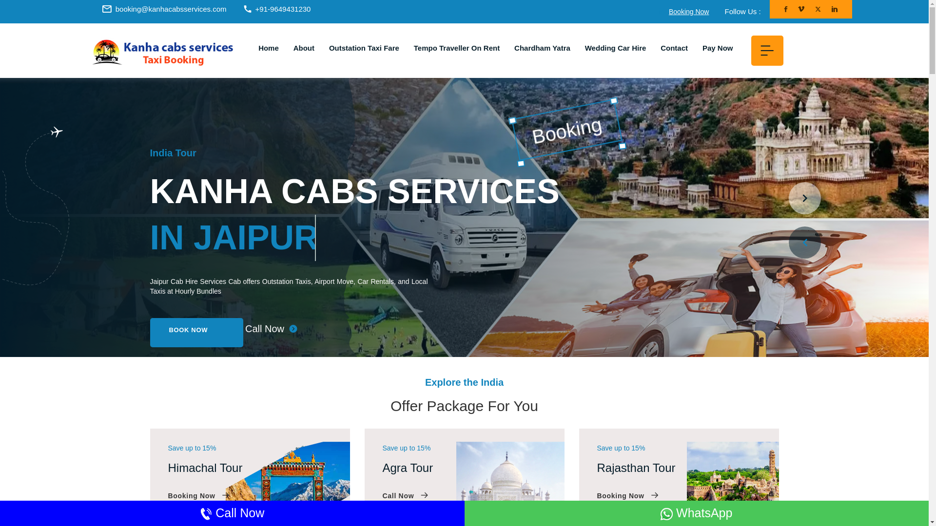 website screenshot of https://kanhacabservices.com/