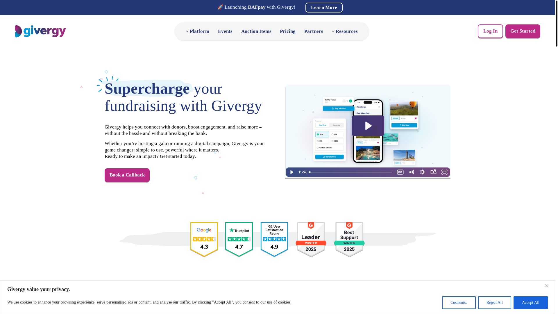 website screenshot of https://softwarefundraising.online/