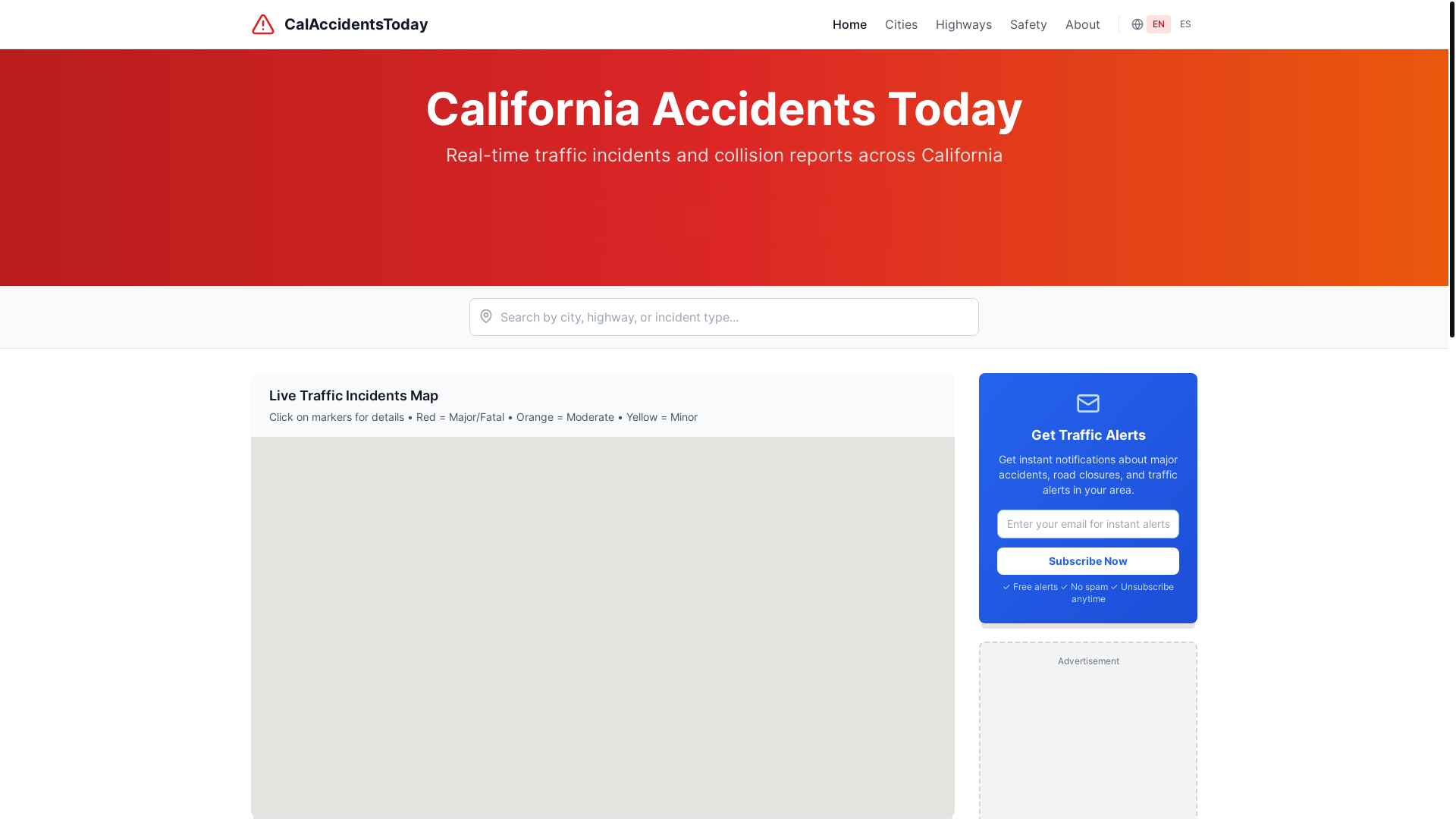 website screenshot of https://california-accidents-ui.pages.dev/