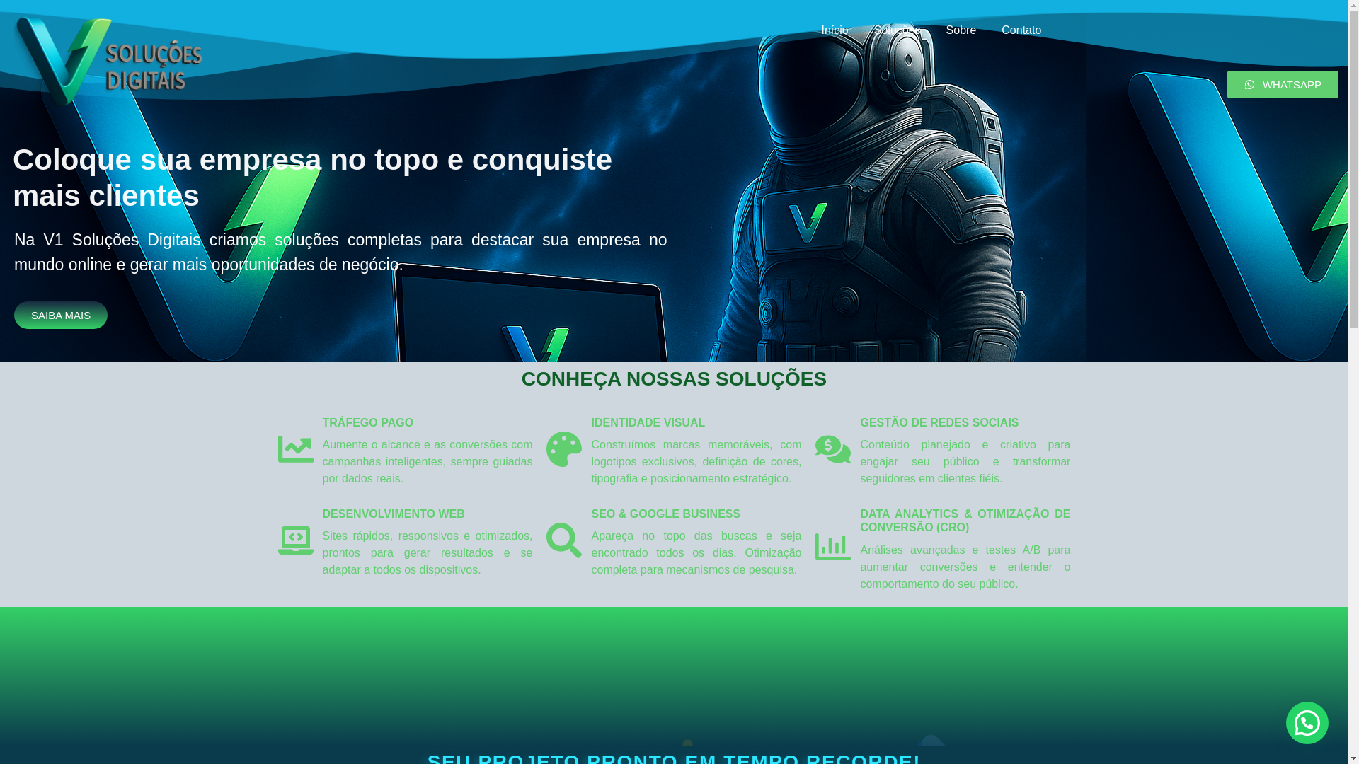 website screenshot of https://v1solucoesdigitais.com.br/